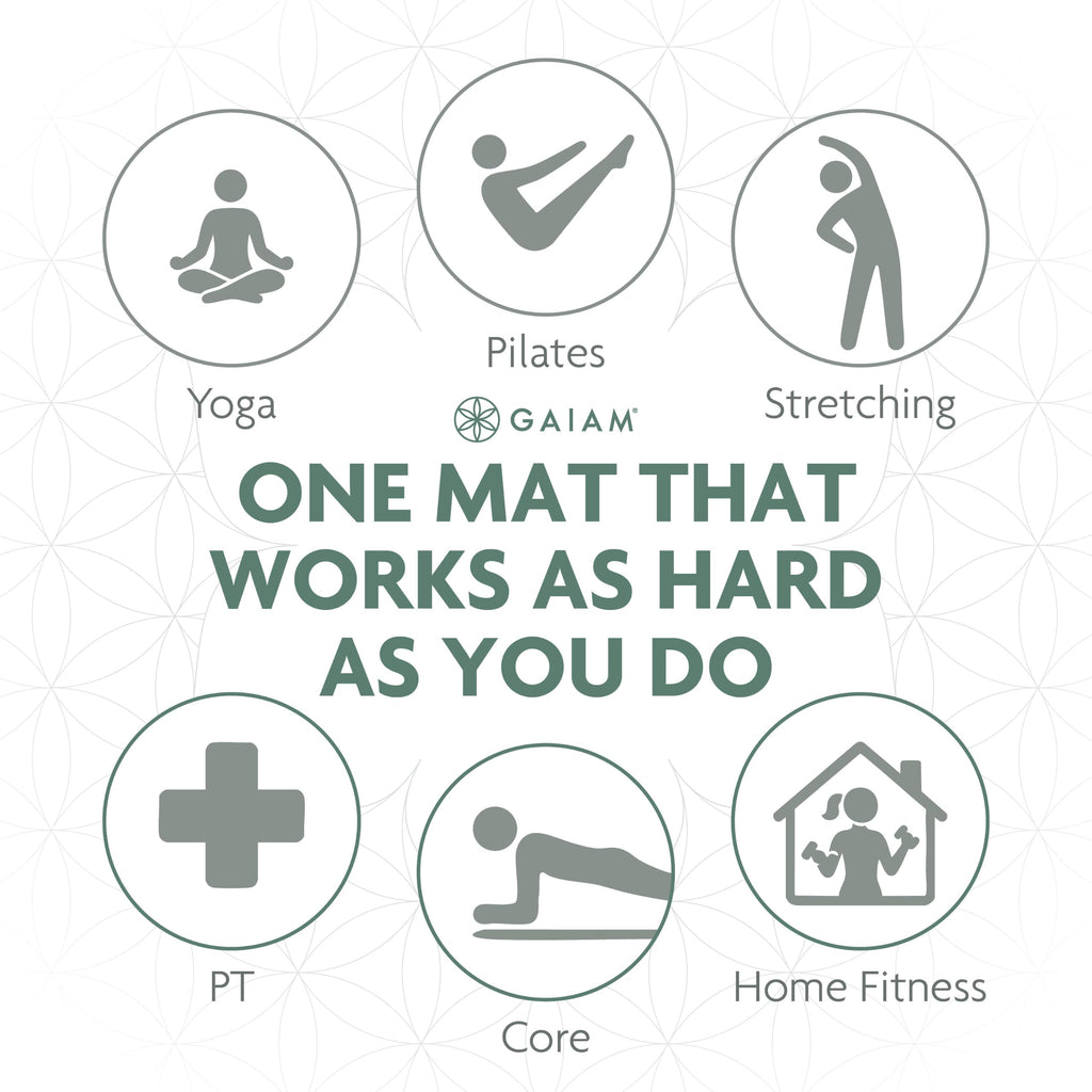 Gaiam Essentials Thick Yoga Mat with Easy-Cinch Strap (Black, 10mm)