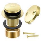 Gold Bathtub Drain Tip-Toe Tub Trim Set with Two-Hole Overflow Faceplate Bathroom Tub Drains Replacement Conversion Tub Drain Kit Assembly with Universal Fine & Coarse Thread