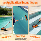 SISIUPASSIE Pool Brush Kit with Pole, Upgrade 18" Pool Brush and High-Efficiency Stainless Steel Bristles Brush with Telescopic Pole for Cleaning Pool Walls, Curved Ends, Tiles & Floors, 20 FT