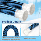 2 Pack 2026 Upgrade EVA Pool Hose with 40mm Hose to 1 1/2 Inch Inlet/Outlet Adapter Conversions for Above Ground Pools 6ft Long Swimming Pools Replacement Filter Hoses for Pool Pumps(Blue)