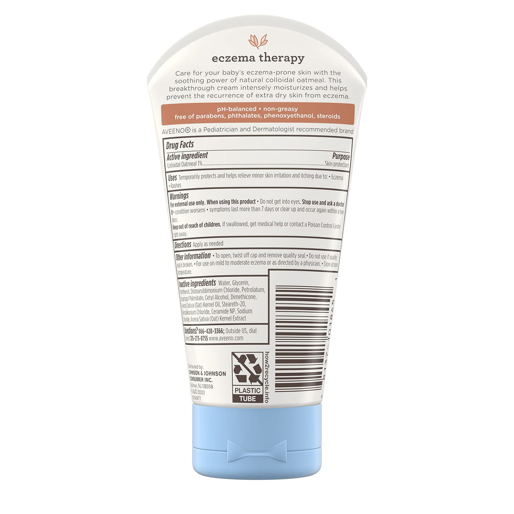 Aveeno Baby Eczema Therapy Moisturizing Cream, Natural Colloidal Oatmeal & Vitamin B5, Baby Cream for Dry, Itchy, Irritated Skin Due to Eczema, Paraben- & Steroid-Free, 5 fl. oz (Pack of 12)
