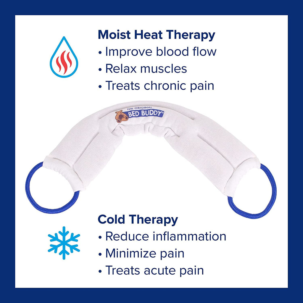 Bed Buddy Hot and Cold Neck Wrap, Microwavable Heating Pad & Cold Pack for Neck, Sore Muscles - Moist Heat Therapy Wrap, White, Classic