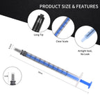 20 Pack 1ml Syringe with Cap for Liquid, 1cc Plastic Small Syringes with Cover for Pets Oral, Scientific Labs, Refilling, Oil or Glue Applicator, Measuring or Transfering Tiny Amount of Liquids, Non-Sterile, No Needle