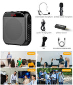 Jkoailiwi Voice Amplifier with Wireless Lapel Microphone, Personal Teachers Microphone for Classroom, Portable Megaphone PA Speaker Headset System, Wireless Voice Amplifier for Tour Guide/Yoga