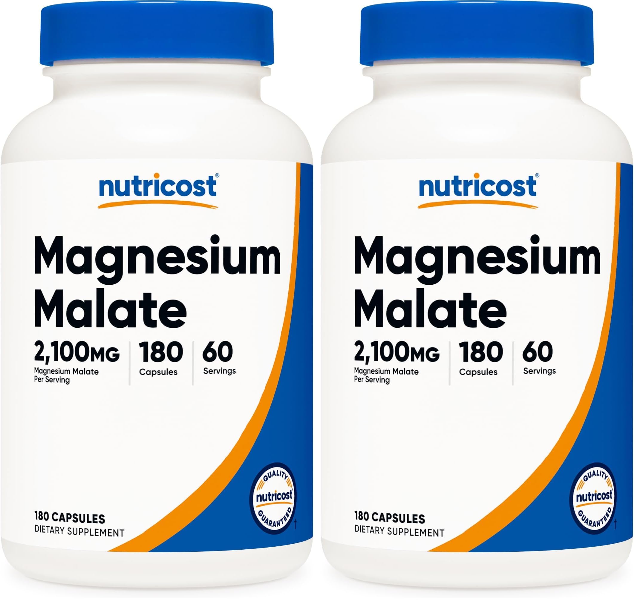 Nutricost Magnesium Malate 2,100mg, 180 Capsules - Vegetarian, Non-GMO, Gluten Free (Pack of 2)