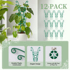 12 Pack Stackable Plant Trellis for Potted Plants, Garden Trellis Supports Peas, Ivy & Flowering Vines, Plastic Climbing Plant Support (Green)