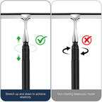 Eahwey 12-51’’ Telescopic Window Squeegee for High Windows, 2-in-1 Window Cleaning Kit with Extra Silicone Blade & Hook, Professional Squeegee for Shower Glass Doors (Window Squeegee Set)