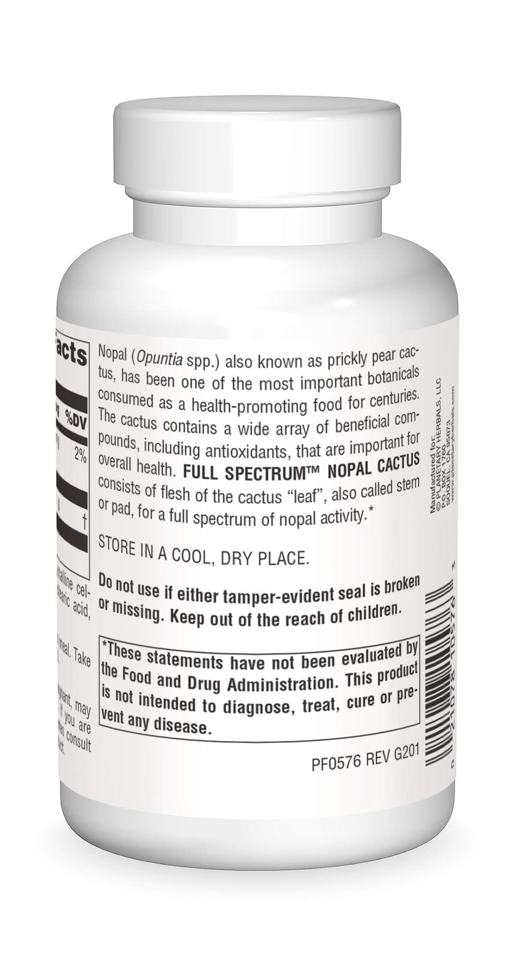 Planetary Herbals Full Spectrum Nopal Cactus, Prickly Pear Cactus, 1000 mg, with Prickley Pear Leaf - 120 Tablets
