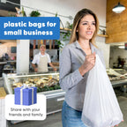LimonLaviu Plastic Bags - 100Pack (25 mic thickness) (11.5'x 6.5" x 21') with Handles - Small Business & Grocery Bags in Bulk - Heavy Duty, Unscented