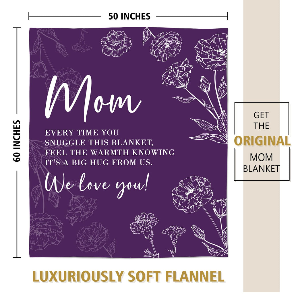 GiltGlimmer Mom Birthday Gifts, Mom Floral Blanket Purple, 60" x 50"