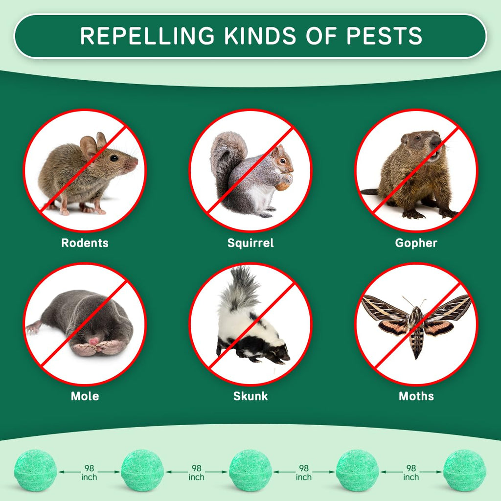 Rodent Mouse Repellent Balls 14 Pack, Moth Balls for Rodents Mouse Deterrent, Peppermint Oil Pest Control for Rodents, Squirrels, Skunk, Mole, Gopher, Pets Safe, Indoor and Outdoor Use