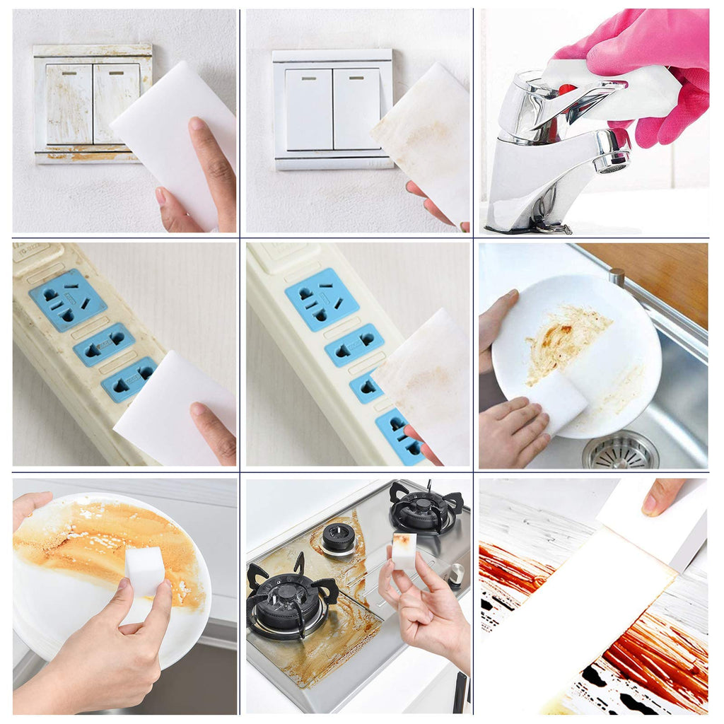 Magic Sponge Eraser, 50 Pack Melamine Sponge Sheets Foam in Bulk, All-Purpose Large Kitchen Dish Cleaning Pads, White Nano Scrub Non-Scratch Cleaner for Household, Bathroom, Wall