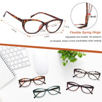 EYEURL 4 Pack Cat Eye Reading Glasses for Women, Blue Light Blocking Readers Lightweight Spring Hinge Anti Eyestrain UV Fashion Eyeglasses +1.50