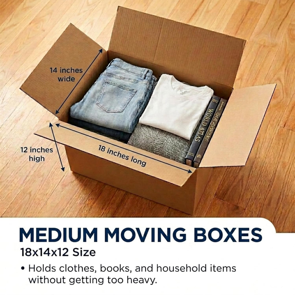 BOX USA Medium Moving Boxes 18"L x 14"W x 12"H 10-Pack - Corrugated Cardboard Box for Shipping, Mailing, Packing, Packaging and Storage