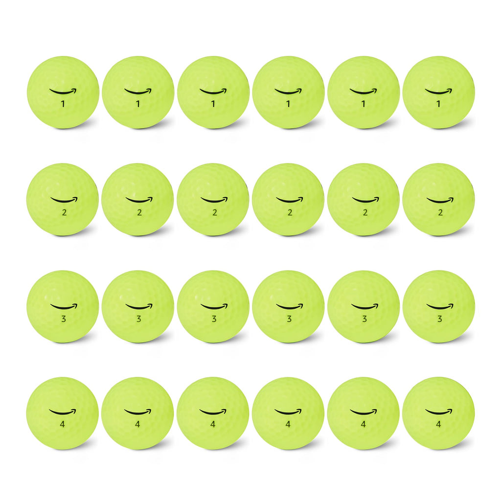 Amazon Basics Core Soft Golf Balls, Low Compression, Side Stamp Alignment, 24-Pack, Yellow
