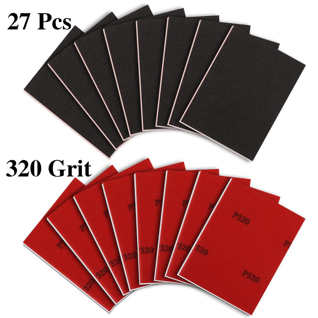 27 Pcs Sanding Sponge Block Pads, 320 Grit Fine Sandpaper Sand Paper