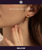DELIYER Small Wide Huggie Hoop Earrings for Women Chunky Thick Gold Hoop Earrings Hypoallergenic Hoop Earrings Non Tarnish (Gold)