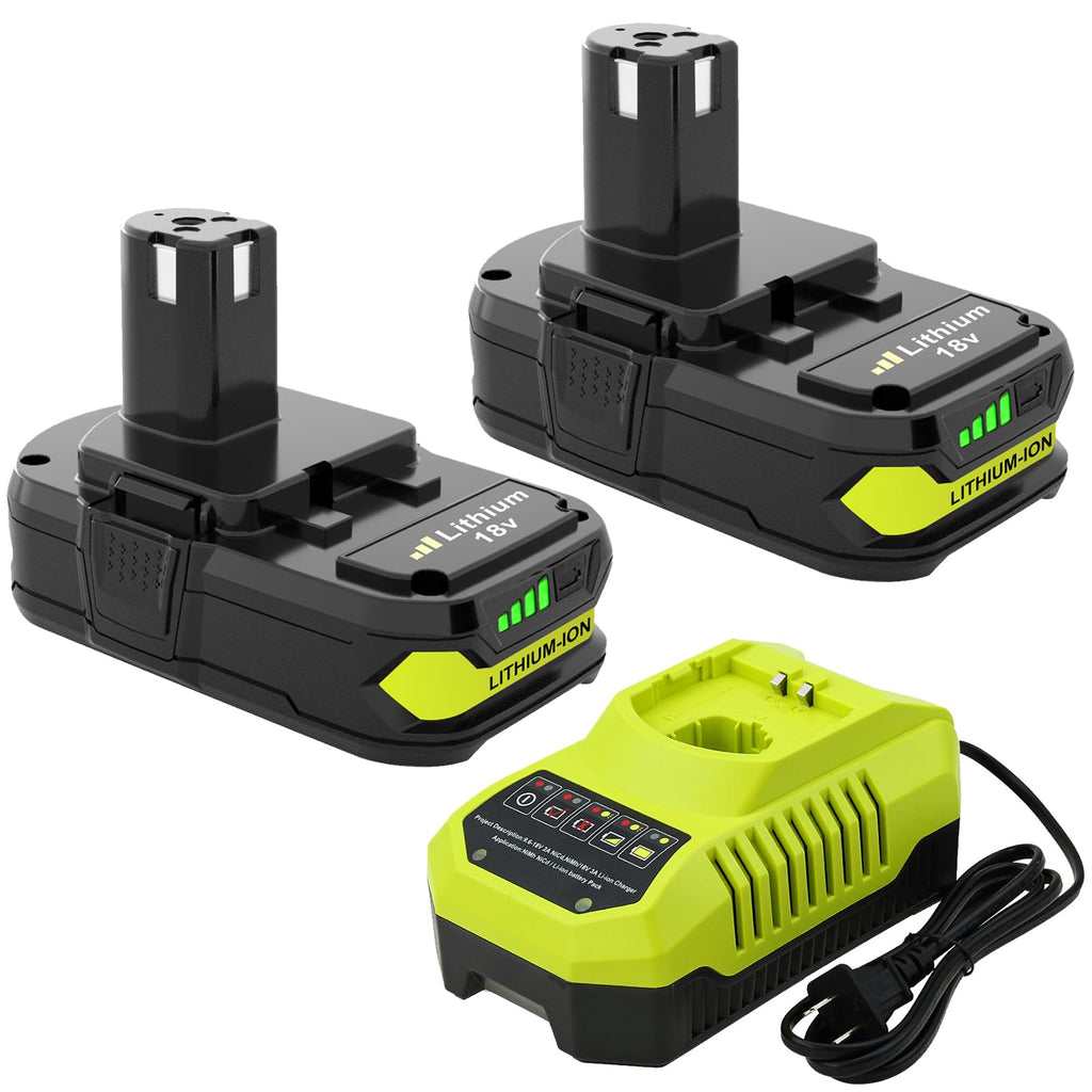 Moticett Upgraded 3.6Ah Replacement for Ryobi 18V Battery (2-Pack) with Charger Compatible with Ryobi 18V ONE+ Battery 3.6Ah P108 P102 P103 P104 P105 P107 P109 P122 Cordless Tool & Charger
