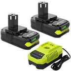 Moticett Upgraded 3.6Ah Replacement for Ryobi 18V Battery (2-Pack) with Charger Compatible with Ryobi 18V ONE+ Battery 3.6Ah P108 P102 P103 P104 P105 P107 P109 P122 Cordless Tool & Charger