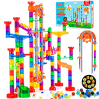 247Pcs Marble Run with Motorized Elevator, Construction Building Blocks Toys with 30 Glass Marbles and 30 Glow in The Dark Marbles, STEM Gifts for Boys and Girls