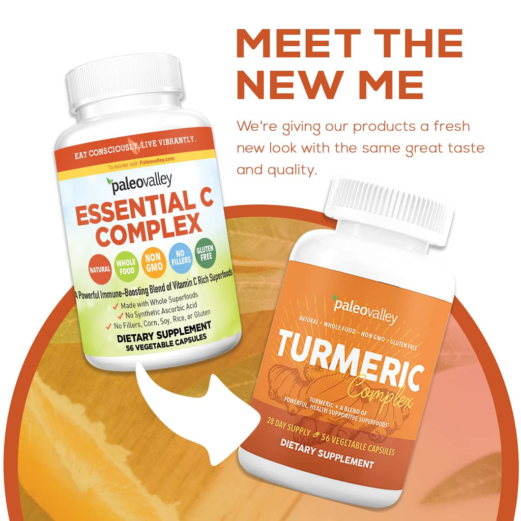 Paleovalley - Organic Turmeric Complex - Full Spectrum Organic Turmeric with Health-Supportive Superfoods - 56 Vegetarian Capsules - Support Joints, Immunity, Brain and Heart Health