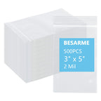 500 Count 3 x 5 Inch Clear Resealable Plastic Bags, 2 Mil