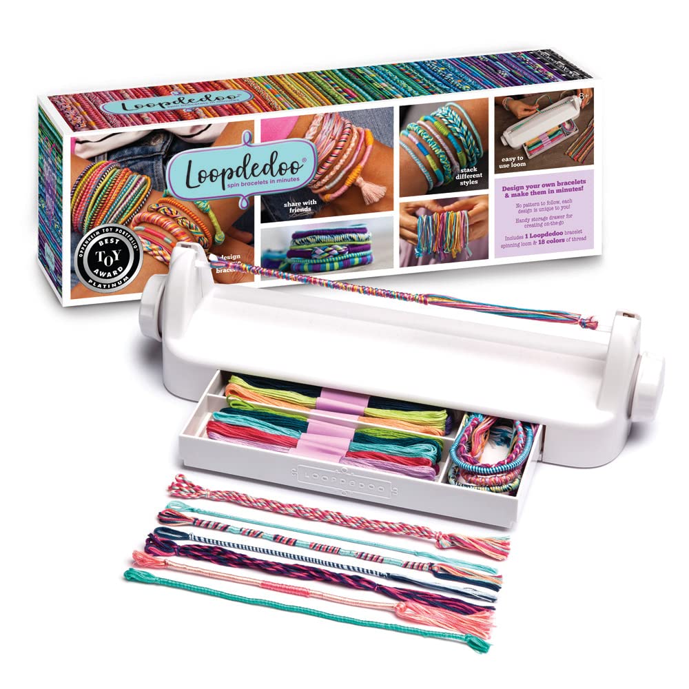 Loopdedoo DIY Friendship Bracelet Maker Kit - Bracelet Making Kit for Kids Ages 8 & Up - Make Bracelets in Minutes for Birthday, Christmas Gift - Award Winning Craft Kit