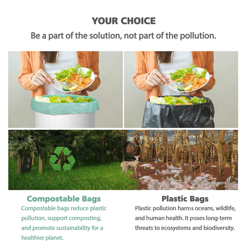 Compostable Trash Garbage bags,AYOTEE 13-15 Gallon Tall Kitchen Trash Bags,Heavy Duty Unscented 1.18Mils 55 Liter,60 Count,Strong Thicken Rubbish Waste Can Liners for Kitchen Garden Home