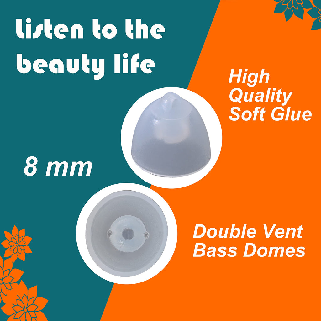 Hearing Aid Domes for Oticon Replacements,Oticon Minifit Double Vent Bass Domes (8 mm/3 Pack）,Universal Domes for Oticon Hearing Aid Supplies