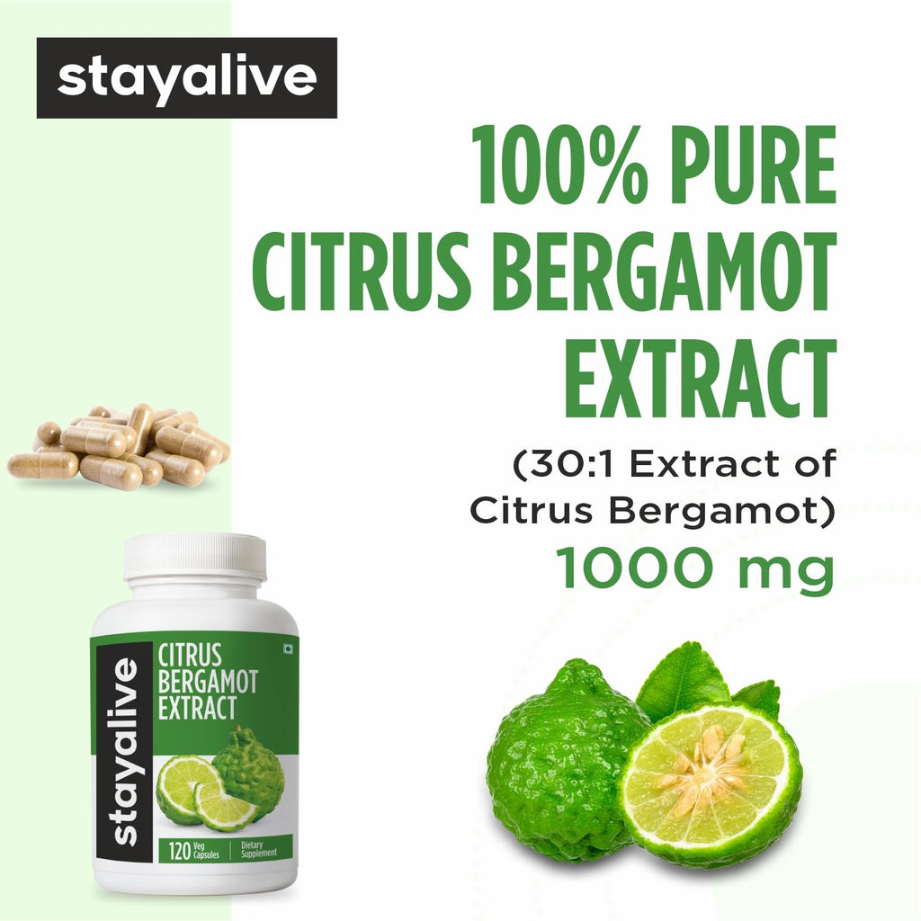 STAY ALIVE Citrus Bergamot Capsules 1000mg, 30:1 Super Extract with 50% Polyphenolic Flavanones, 120 Pills, Citrus Bioflavonoids Supplements for Women & Men | Non-GMO, Gluten-Free