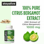STAY ALIVE Citrus Bergamot Capsules 1000mg, 30:1 Super Extract with 50% Polyphenolic Flavanones, 120 Pills, Citrus Bioflavonoids Supplements for Women & Men | Non-GMO, Gluten-Free