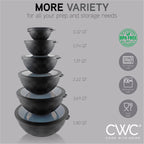 COOK WITH COLOR Mixing Bowls with Lids - 12 Piece Plastic Nesting Bowls Set includes 6 Prep Bowls and 6 Lids, Rhombus Design - Microwave Safe (Black)
