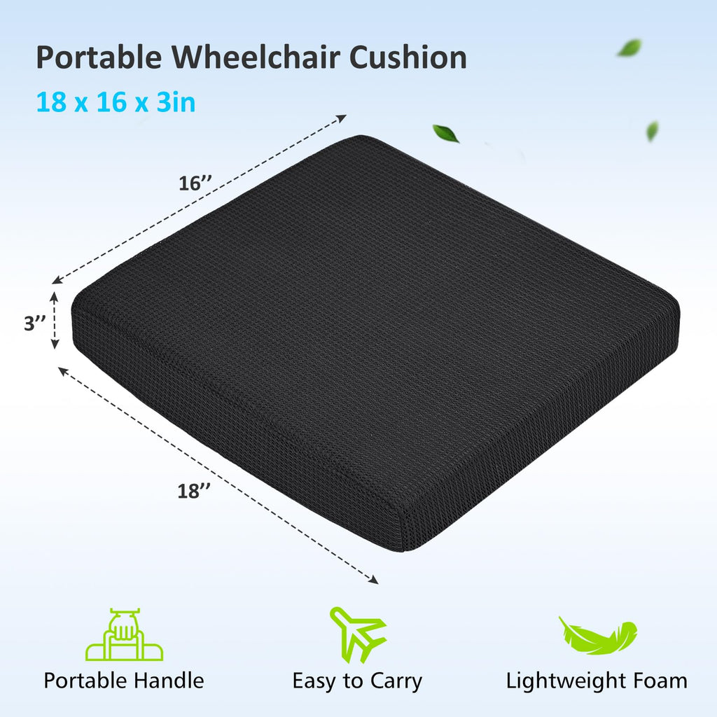 HAVARGO Washable Wheelchair Seat Cushions–Easy Maintenance Wheelchair Cushion That Reduces Caregiver Workload–Patented Anti-Sag Design with Anti-Slip Cover for Improved Comfort on Lower Back& Tailbone