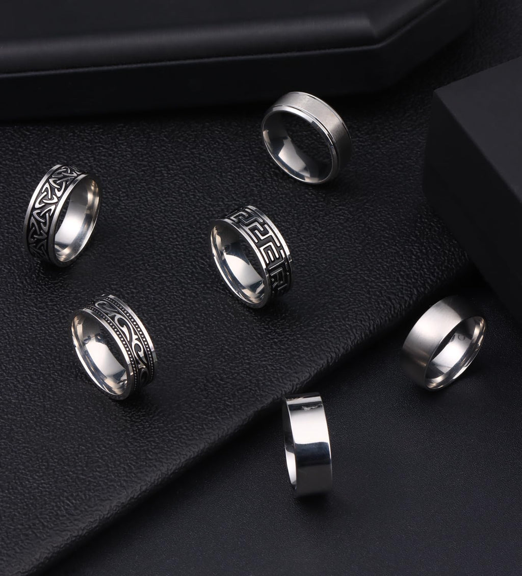 WAINIS 12Pcs Stainless Steel Vintage Signet Rings for Men
