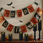 Fo32won Flameless Flickering Candles with Remote Timer, Set of 6 Led Black Battery Operated Candles for Home Decor Xmas Halloween (D3 x H3 3" 4" 5" 6" 7")