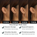Senteria 925 Sterling Silver Hoop Earrings for Women Lightweight Thin 50MM