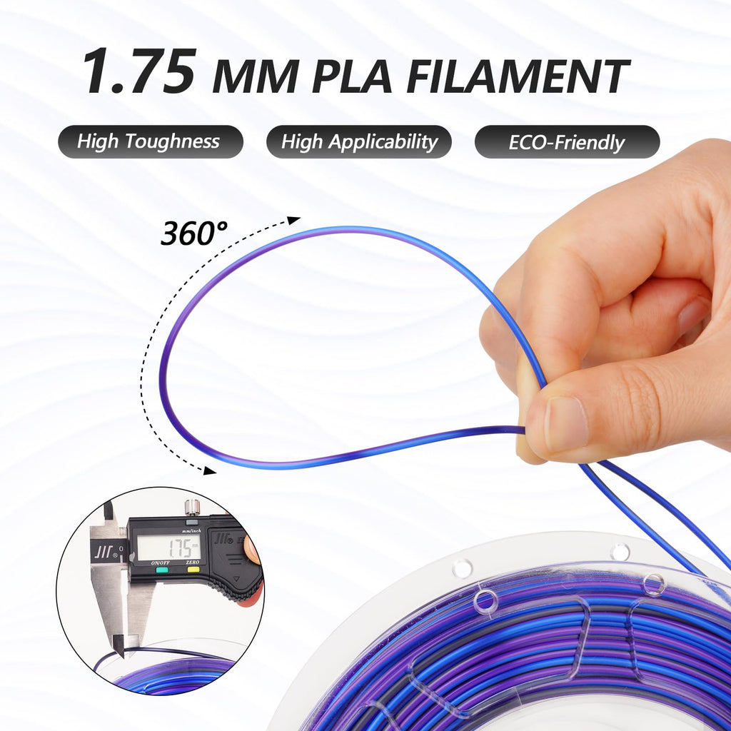 AMOLEN Silk PLA 3D Printer Filament Bundle, Shiny Multicolor Rainbow PLA Filament 1.75mm Pack, Fast Color Change PLA 3D Printing Filament for Most FDM 3D Printer, 200g X 4 Spools