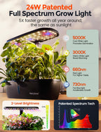 MG-15 Hydroponic Growing System Kits, Smart Indoor Garden with 24W Grow LED Light Full Spectrum, 15 Pods Herb Garden Planter Indoor Gardening for Gifts, Kitchen