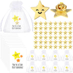 Huquary 25/50 Set Star Pins Bulk Back to School Gift, Gold, 50set, Classic