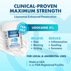 Ebanel 5% Lidocaine Numbing Cream, Pain Relief Cream Burn Itch Cream, 2-Pack Topical Anesthetic Lidocaine Cream Maximum Strength with Vitamin E for Local and Anorectal Uses, Hemorrhoid Treatment