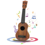 QDH Kids Toy Ukulele, Kids Guitar Musical Toy,17 Inch 4 Steel Strings, with Pick,Early Educational Learning Musical Instrument Gift for Preschool Children(Wooden Color) (17inch)