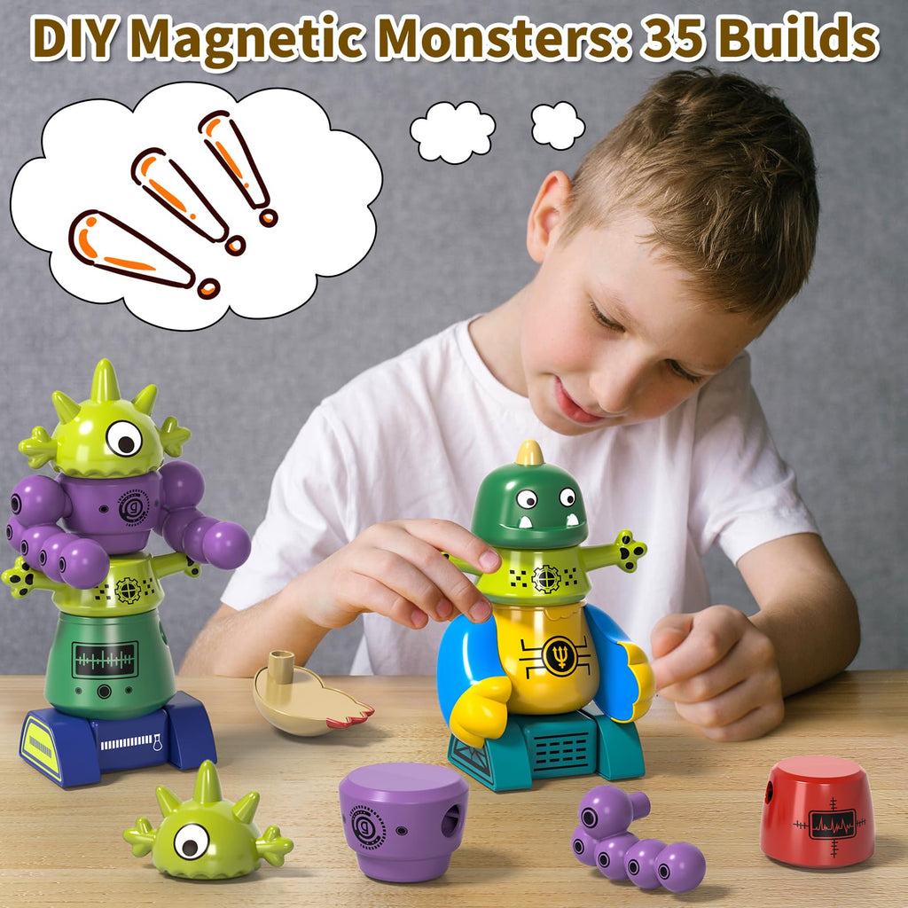 BLmukce Magnetic Robot Toy for Kids 3-5, 35 PCS STEM Educational Playset with Storage Box, DIY Stacking Monster Robots, Kids Creative Alien Toys Gift for Boys Girls (Christmas Birthday)