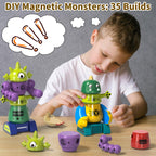 BLmukce Magnetic Robot Toy for Kids 3-5, 35 PCS STEM Educational Playset with Storage Box, DIY Stacking Monster Robots, Kids Creative Alien Toys Gift for Boys Girls (Christmas Birthday)