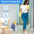 2 Pack Heavy Mop Replace Head，mop Head Replacement,Commercial mop Heads,Reusable Mop Head Refills-Replacement Mop Heads SuitableWet Industrial Blue Cotton Looped End String Head Refill (Blue)