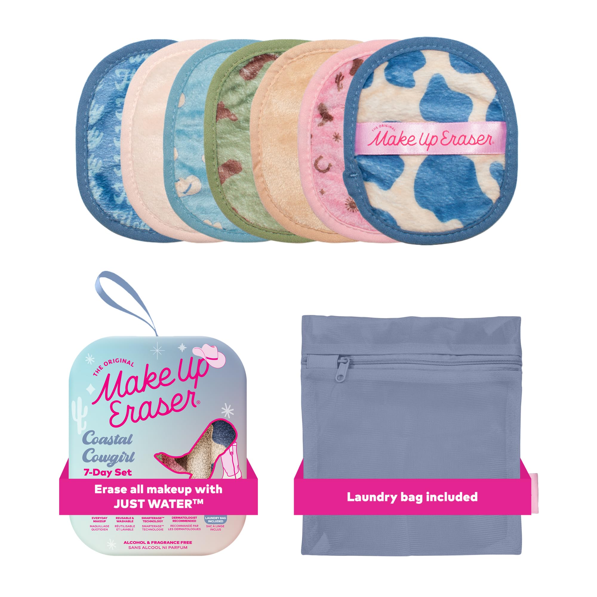 The Original MakeUp Eraser 7-Day Set, Erase All Makeup with Just Water, Including Waterproof Mascara, Eyeliner, Foundation, Lipstick, Sunscreen, and More! Coastal Cowgirl, 7ct.