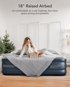 iDOO Luxury Air Mattress with Built in Pump, Queen Size Inflatable Mattress for Camping, Guests & Home, 18" Raised Comfort Blow up Mattress, Durable, Portable & Waterproof Air Bed, colchon inflable