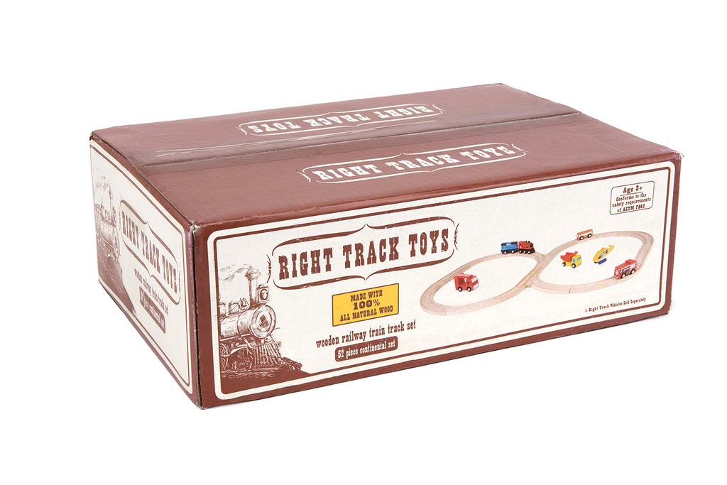 Wooden Train Track 52 Piece Set-18 Feet Of Track Expansion - 5 Distinct Pieces - 100% Compatible with All Major Brands Including Thomas Wooden Railway System: Screen Free Christmas Gift For Toddlers