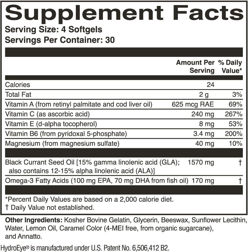 ScienceBased Health HydroEye Dry Eye Supplement – Clinically Tested with GLA & Omega-3 – Supports a Healthy Tear Film for Lasting Eye Comfort – 120 Softgels