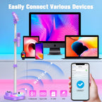 Stand Karaoke Machine for Kids, Christmas Singing Toys Gifts for 3 4 5 6 7 8 Year Old Girls Boys, Rechargeable Kid Microphone Bluetooth Speaker with 2 Mic for Girl Age 4-6 Toddler Birthday Party Toy