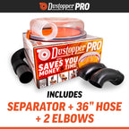 The Dustopper PRO, Low-Profile Dust Separator for Shop Wet/Dry Vacuums with at least 5HP. Includes High-Flow 90 Degree Sweep Elbows and Connection Hose. Fits Standard 5 Gallon Buckets, Made in USA